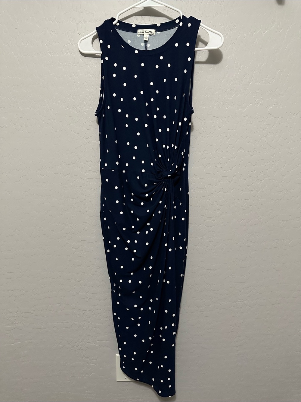 Max Studio Navy Polka Dot Sleeveless Dress